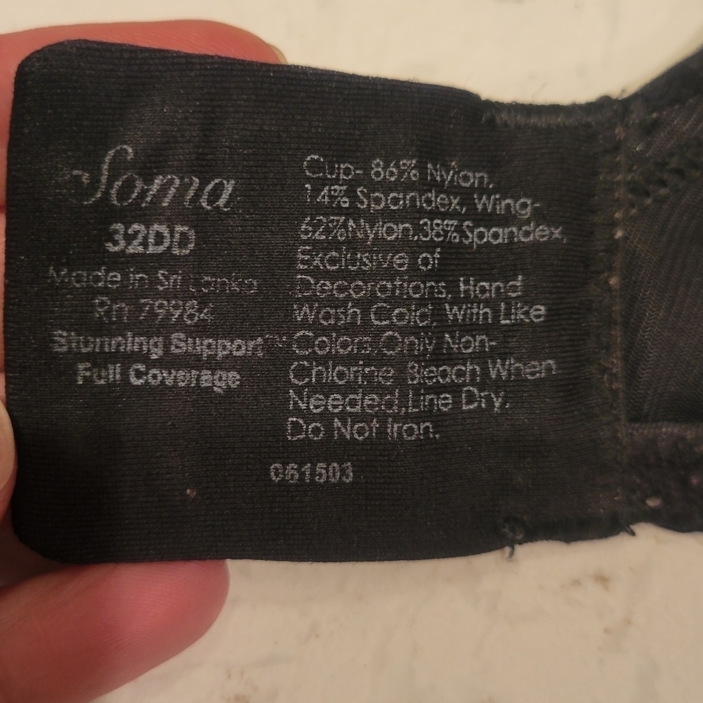 Soma Stunning Support Full Coverage Bra 32DD Black and Nude Lace - Picture 8 of 8